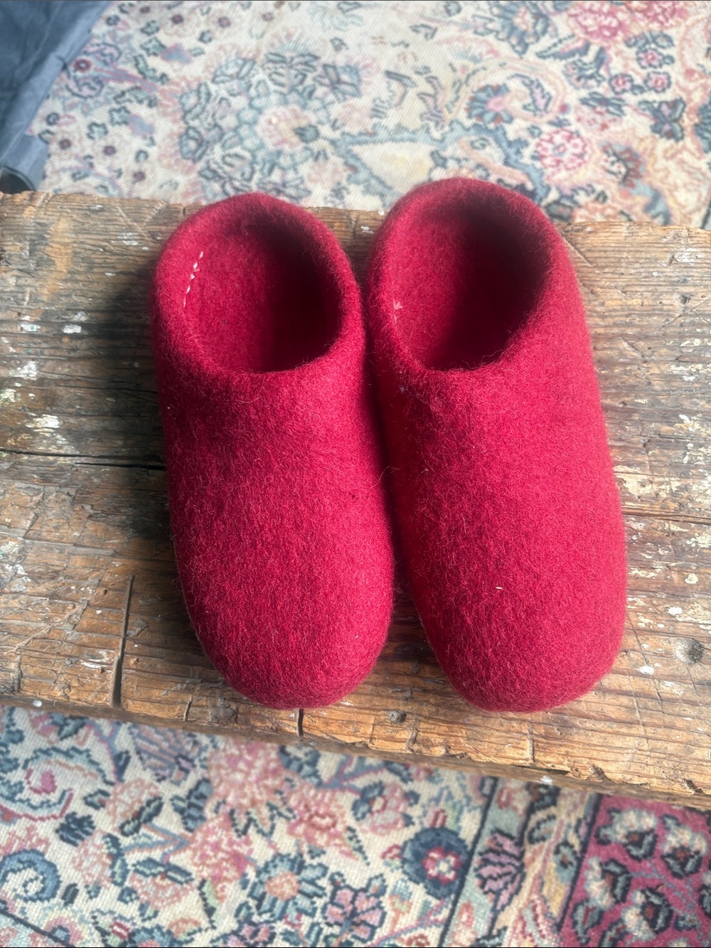 Cozy Red Wool Slip-On Women's Slippers
